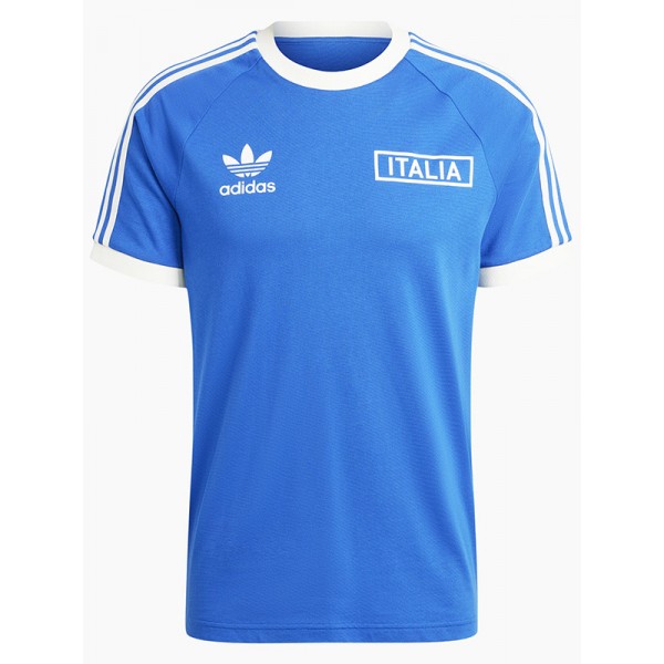 Italy adicolor classics 3 streifen jersey soccer uniform men's royal blue football kit sports top shirt 2023-2024